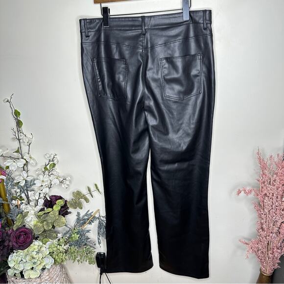 ZARA Faux Leather High Rise Straight Leg Pants Black {SS32} - Picture 3 of 5